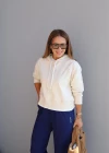 Ekru Kapüşonlu Sweat