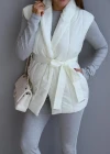 Ekru Kuşaklı Yelek