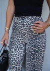 Ekru Leopar Desen Pantolon