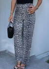 Ekru Leopar Desen Pantolon