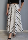 Ekru Maxi Puantiyeli Etek