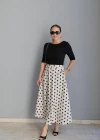 Ekru Maxi Puantiyeli Etek