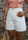 Ecru Mom Jeans Shorts