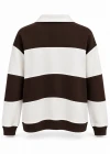 Ekru Polo Yaka Düğmeli Sweatshirt