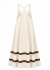 Ekru V Yaka Astarlı Salaş Elbise
