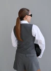 Gri Asimetrik Kesim Yelek