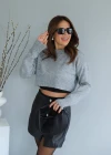 Gray Bicycle Neck Crop Sweater