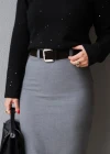 Gri Kemerli Kalem Etek