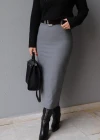 Gri Kemerli Kalem Etek
