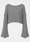 Gri Pullu Merserize Crop Bluz