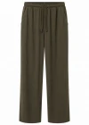 HAKİ Beli Lastikli Bol Paça Pantolon