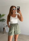 HAKİ Duble Paça Gabardin Şort
