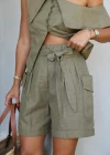 HAKI Single Shoulder Cargo Pocket Detail Shorts and Blouse Set