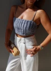İNDİGO Drape Detay Askılı Crop Bluz