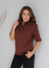 COFFEE Polo Neck Padded T-shirt