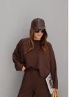 COFFEE Reverse Seam Blouse Pants Set