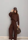 COFFEE Reverse Seam Blouse Pants Set