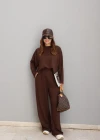 COFFEE Reverse Seam Blouse Pants Set