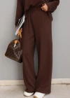 COFFEE Reverse Seam Blouse Pants Set