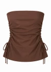COFFEE Side Tie Detail Strapless Blouse