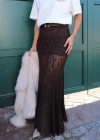 Kahverengi Dantel Maxi Boy Etek