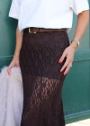 Kahverengi Dantel Maxi Boy Etek