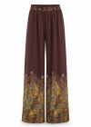 Kahverengi Desenli Üçlü Kimono Takım