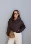 Kahverengi Kapüşonlu Sweat