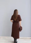 Kahverengi Kemerli Elbise