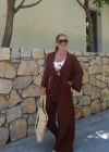 Kahverengi Kimono Pantolon Takım