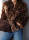 Kahverengi Şal Yaka Suni Kürk