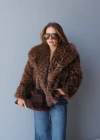 Kahverengi Şal Yaka Suni Kürk