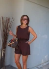 Kahverengi Şort Bluz Takım