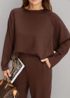 Kahverengi Ters Dikiş Sweat Takım