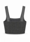 KIRÇILLI Gri Tüvit Crop Bluz