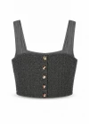 KIRÇILLI Gri Tüvit Crop Bluz