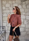 KİREMİT Dik Yaka Crop Ceket
