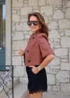 KİREMİT Dik Yaka Crop Ceket