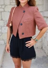 KİREMİT Dik Yaka Crop Ceket