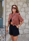 KİREMİT Dik Yaka Crop Ceket