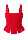 KIRMIZI Askısı Bağlamalı Parça Detay Crop Bluz