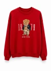 KIRMIZI Teddy Nakış Detay Sweat