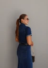 Kısa Kol Lycralı Jean Elbise