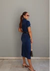 Kısa Kol Lycralı Jean Elbise