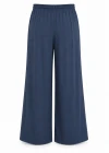 Lacivert Beli Lastikli Bol Paça Pantolon