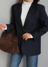 Lacivert Çizgili Blazer