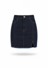 Lacivert Mini Yırtmaçlı Jean Etek