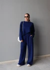 Lacivert Ters Dikiş Sweat Takım