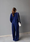 Lacivert Ters Dikiş Sweat Takım