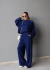 Lacivert Ters Dikiş Sweat Takım